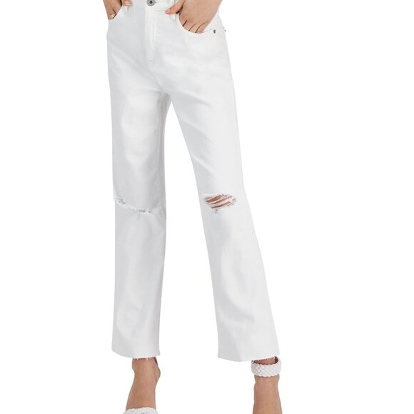 NWT INC International Concepts Women High Rise Straight-Leg White Jeans SZ 16/33